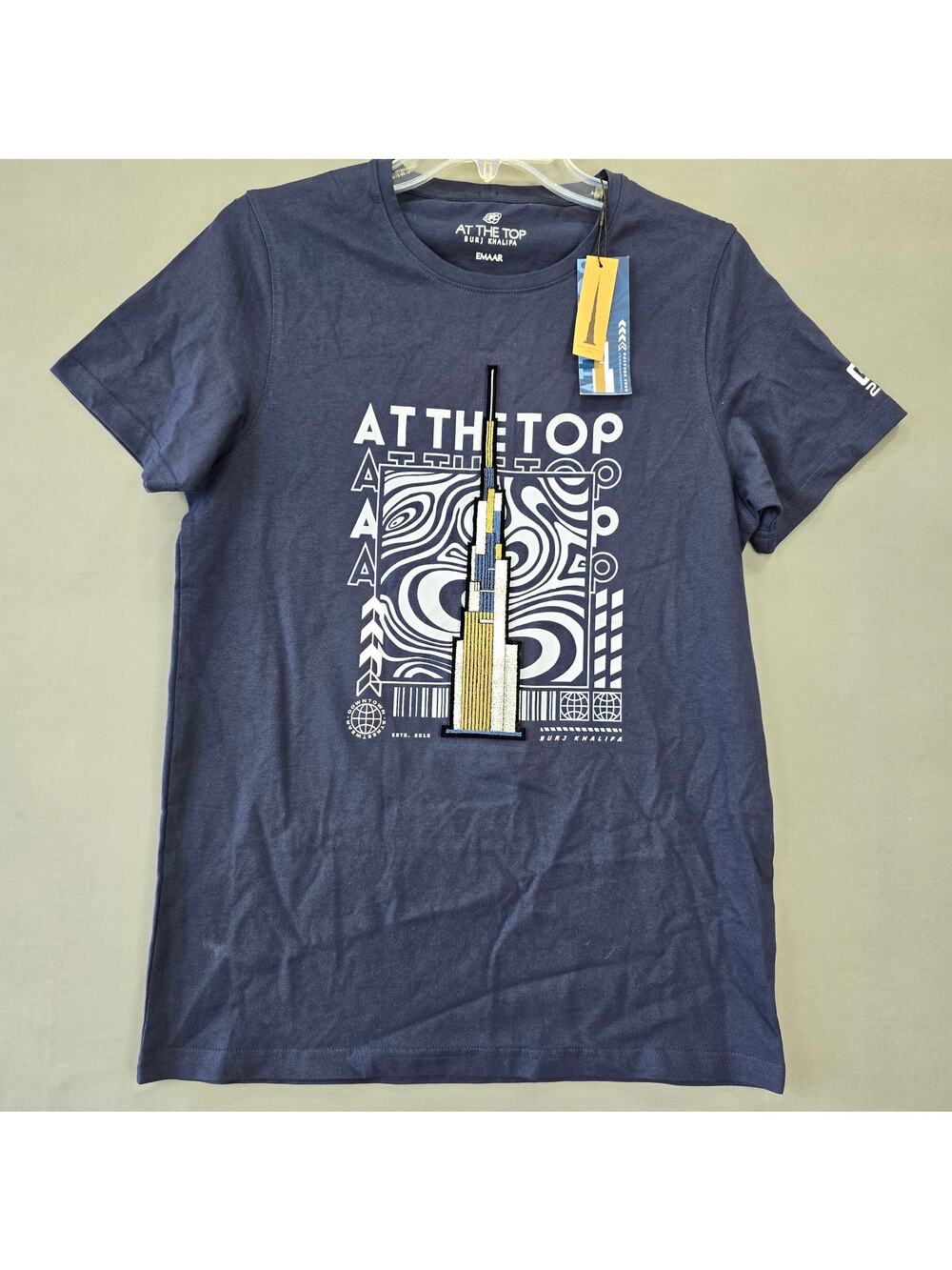 Burj Khalifa Dubai Blue Shirt NEW At The Top Colored Tower Tee Womens Size S Top